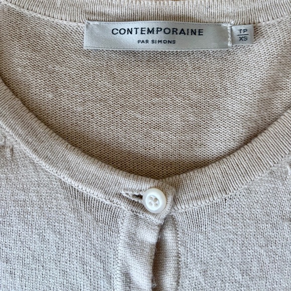 Pre-Loved Gathered Shoulder Cardigan in Cream Beige - Picture 3 of 3